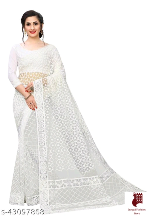 WOMAN SILK Sarees Jivika Superior Sarees - Embroidered, 1, white, free size